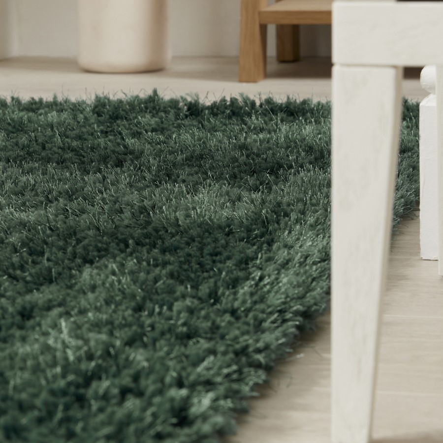 Dark Green Shaggy Runner Rug - 67x200cm - Chicago