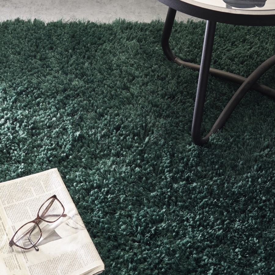 Dark Green Shaggy Rug - 110x160cm - Chicago