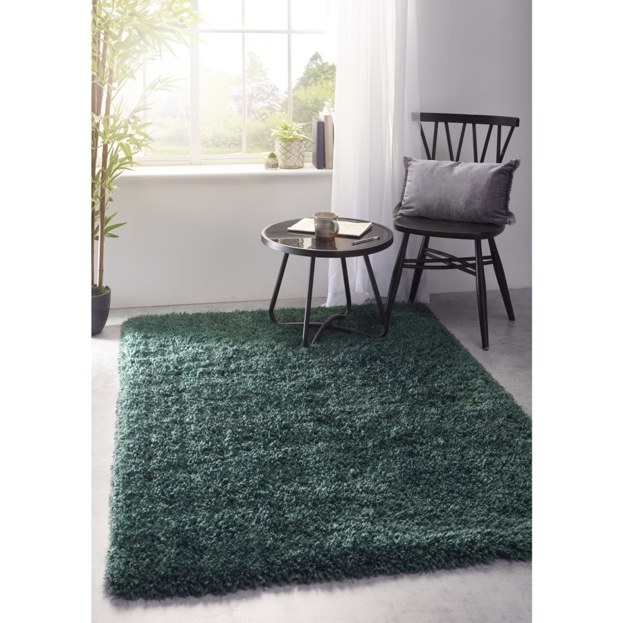 Dark Green Shaggy Rug - 110x160cm - Chicago