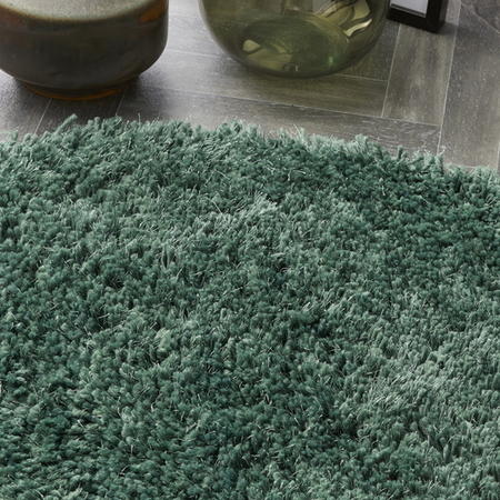 Round Dark Green Shaggy Rug - Chicago
