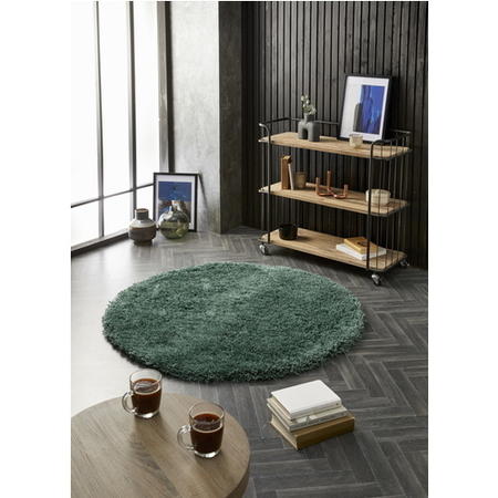 Round Dark Green Shaggy Rug - Chicago