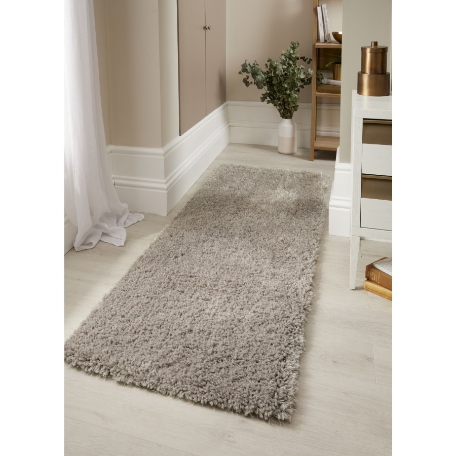 Taupe Shaggy Runner Rug - 67x200cm - Chicago