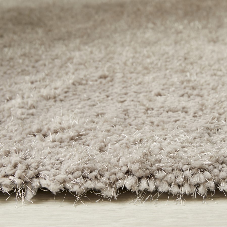 Round Taupe Shaggy Rug - Chicago