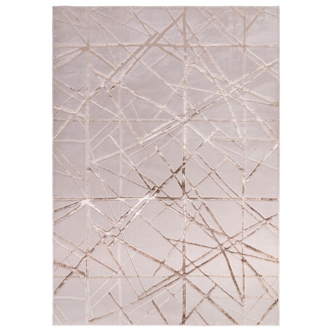 Large Beige Rug with Gold Scoring - 290 x 200 cm - Aurora