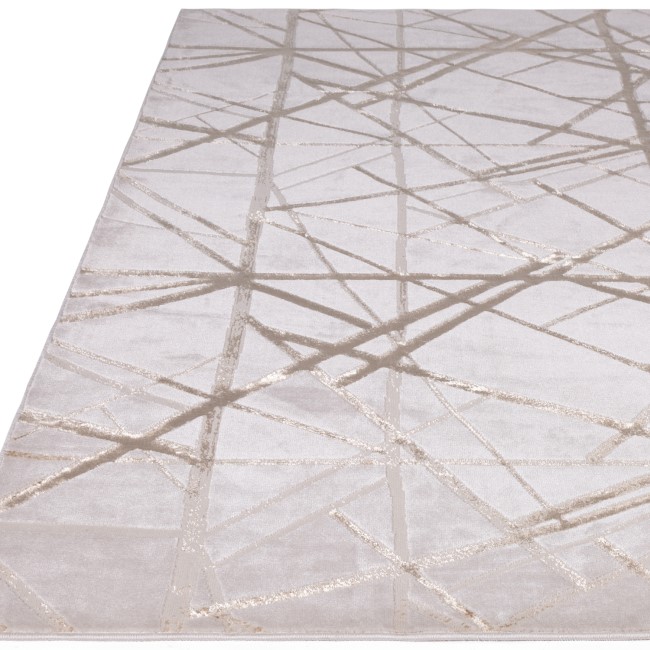 Large Beige Rug with Gold Scoring - 290 x 200 cm - Aurora