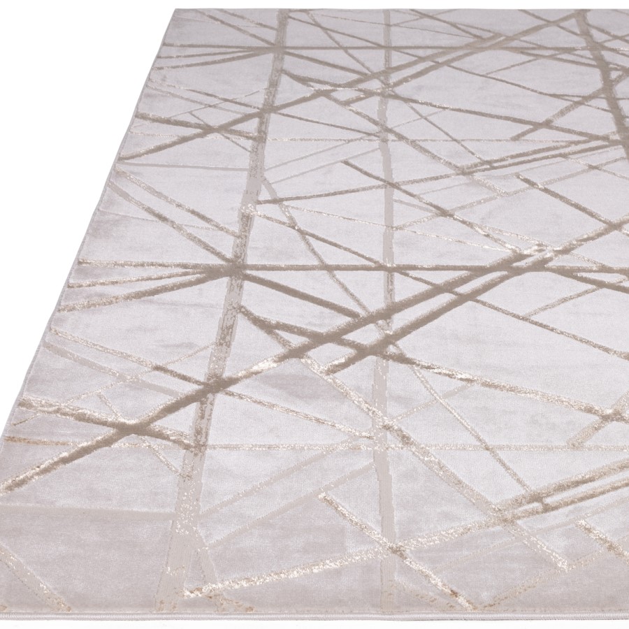 GRADE A2 - Beige Rug with Gold Scoring - 290x200cm - Aurora