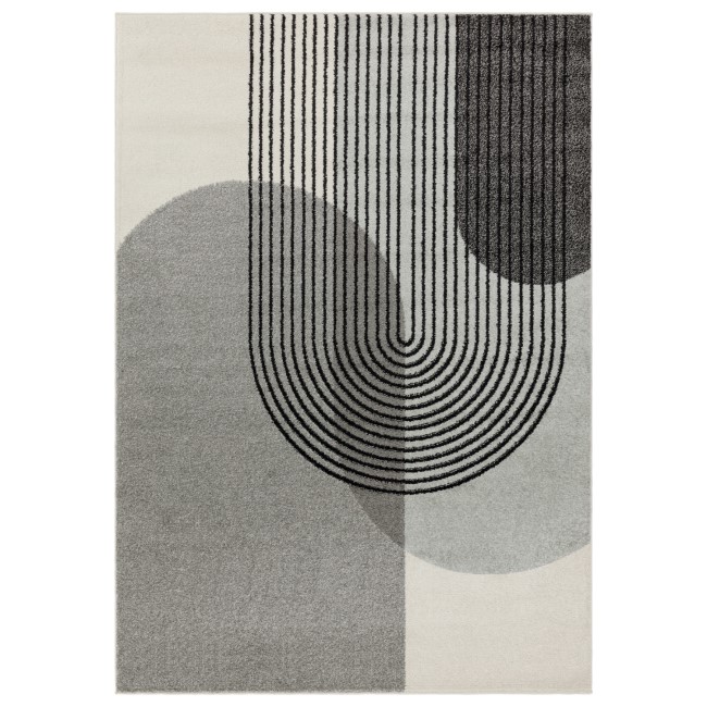 Retro Geometric Grey Rug - 170 x 120 cm - Muse