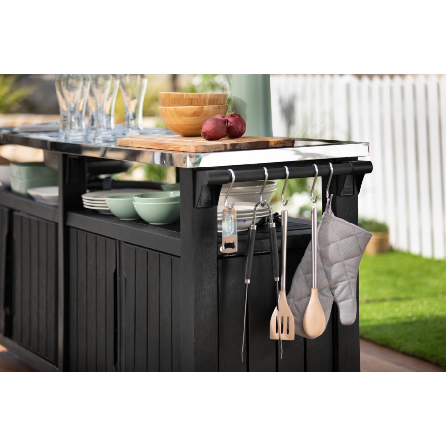 Keter Black Wood Effect Outdoor Kitchen Unit - Unity Chef Kitchen