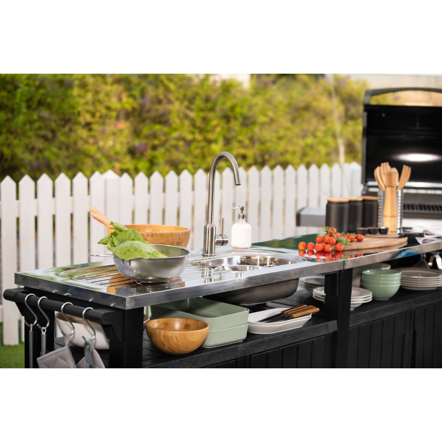Keter Black Wood Effect Outdoor Kitchen Unit - Unity Chef Kitchen