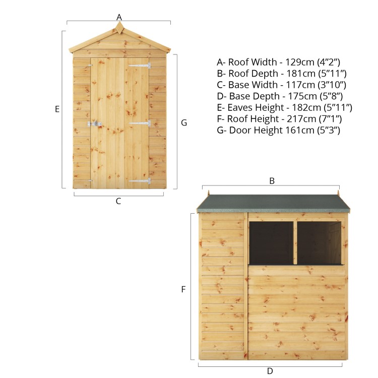 Mercia 6 x 4ft Wooden Shiplap Apex Shed