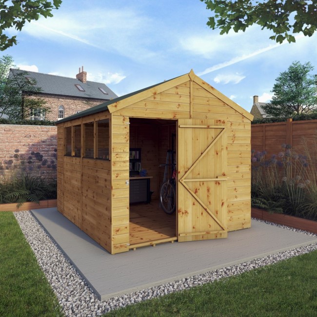 Mercia 10 x 8ft Wooden Shiplap Reverse Apex Shed