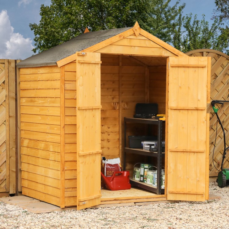 Mercia 4 x 6ft Wooden Overlap Apex Double Door Windowless Shed 