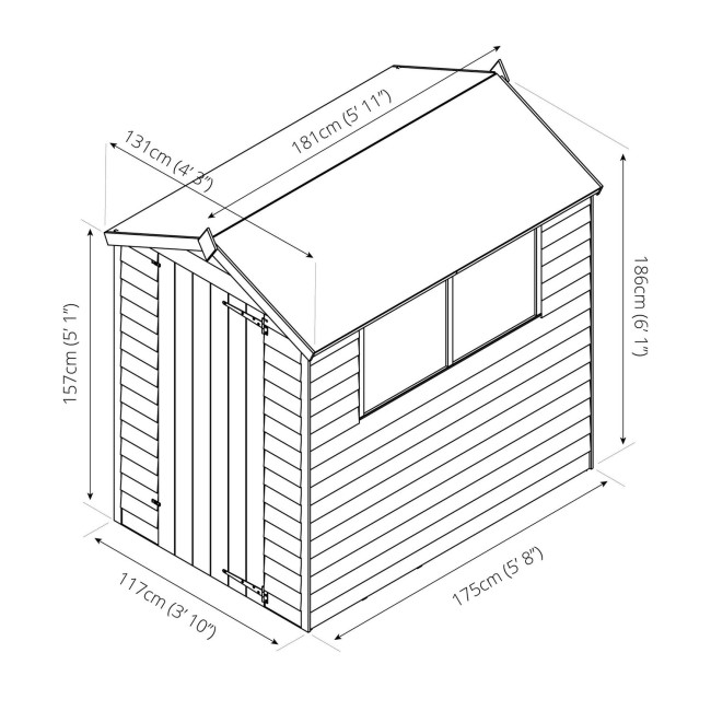 Mercia 6 x 4ft Wooden Overlap Apex Shed