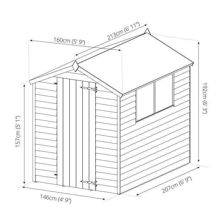 Mercia 7 x 5ft Wooden Overlap Apex Shed