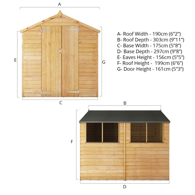 Mercia 10 x 6ft Wooden Overlap Apex Shed