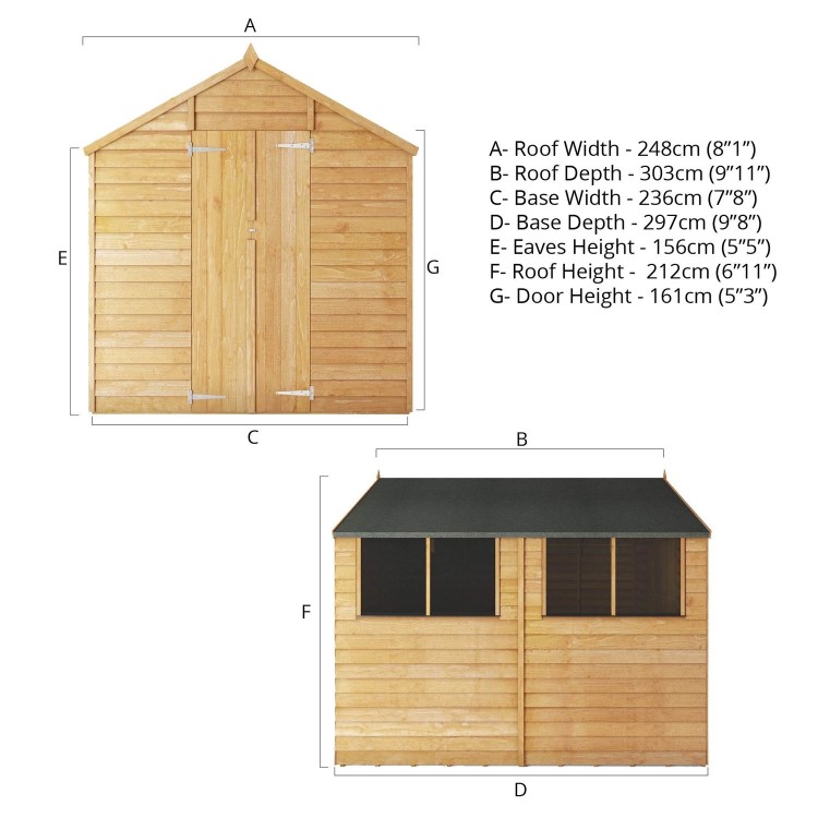 Mercia 10 x 8ft Wooden Overlap Apex Shed 