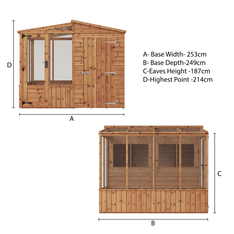 Mercia 8 x 8ft Premuim Combi Greenhouse