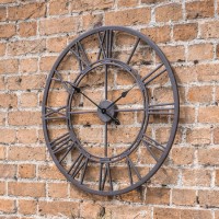 Large Brown Skeleton Outdoor Wall Clock - Vistini 