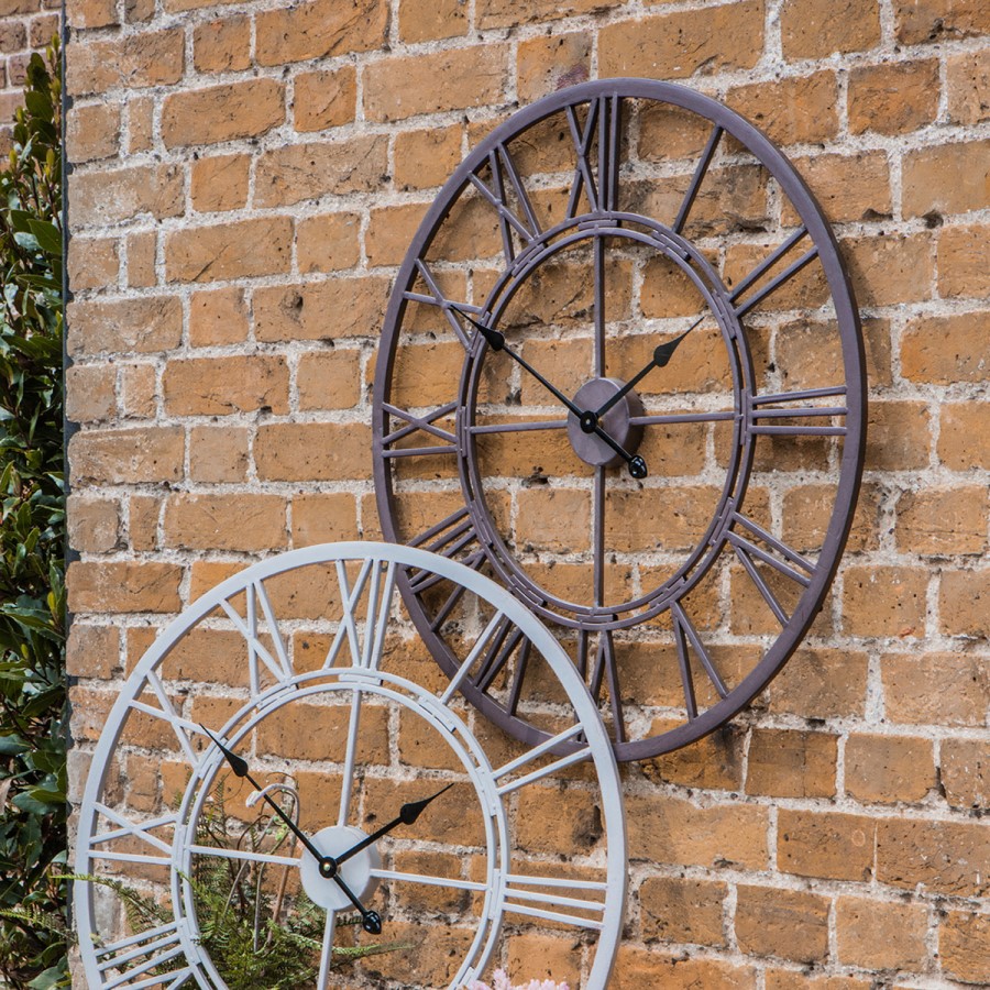 Large Brown Skeleton Outdoor Wall Clock - Vistini 