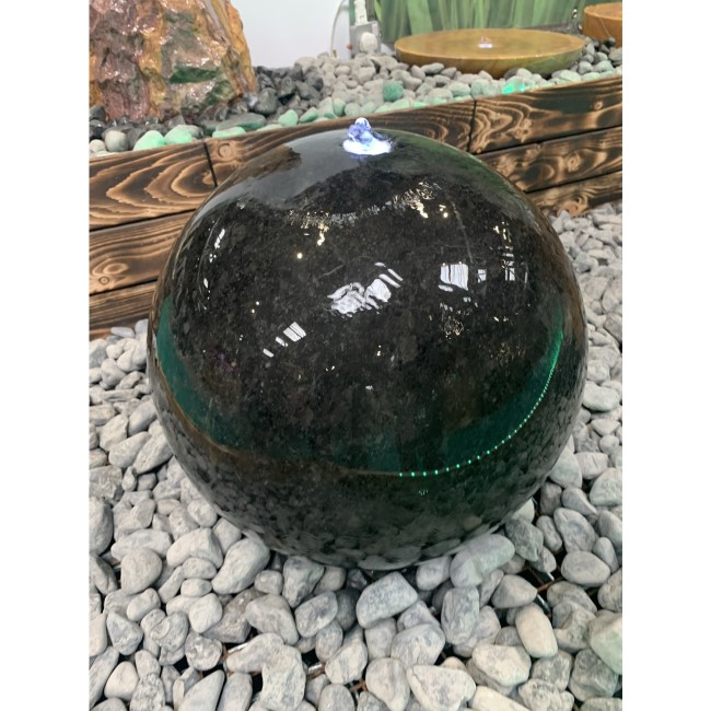 Black Stone Sphere Solar Water Feature Tranquillity Furniture123