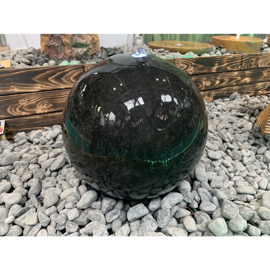 Black Stone Sphere Solar Water Feature - Tranquillity