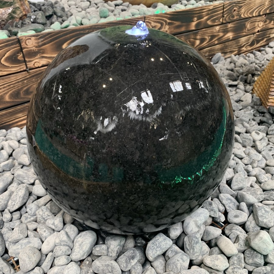 Black Stone Sphere Solar Water Feature - Tranquillity