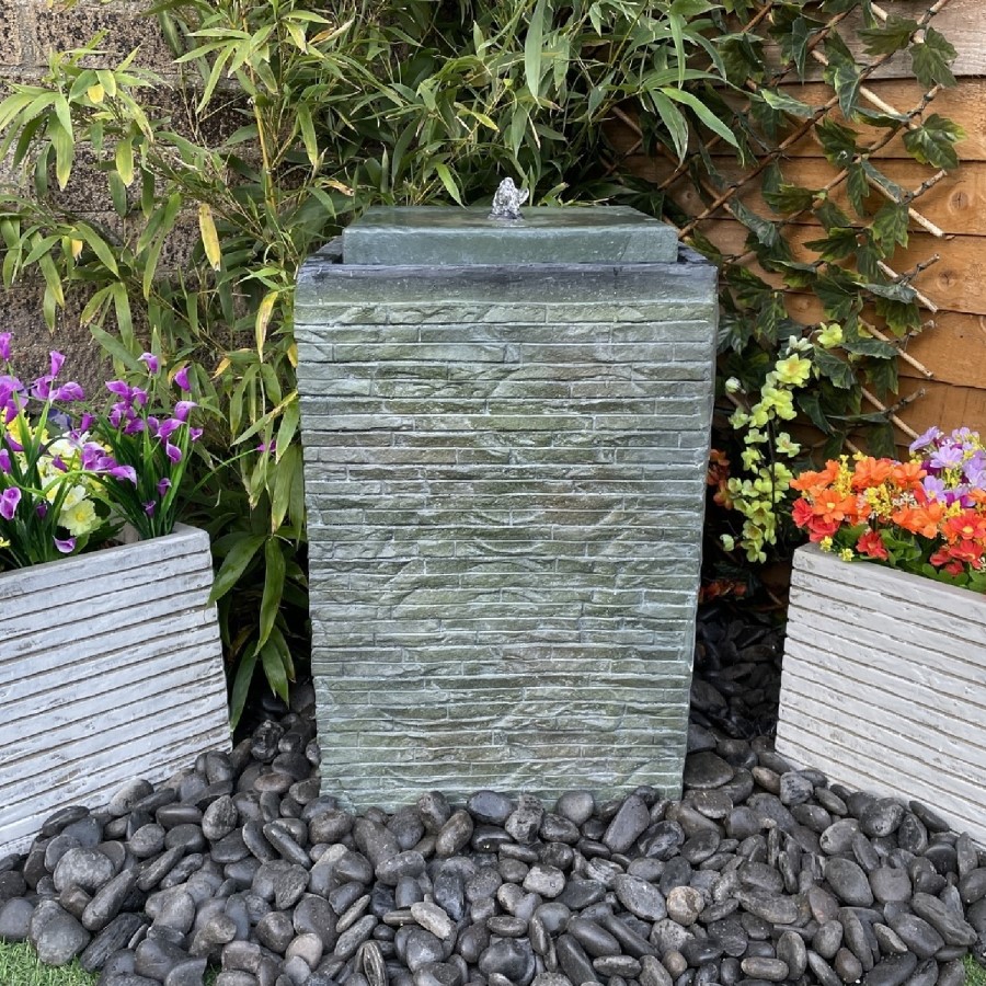 Resin Cube Solar Water Feature - Tranquillity