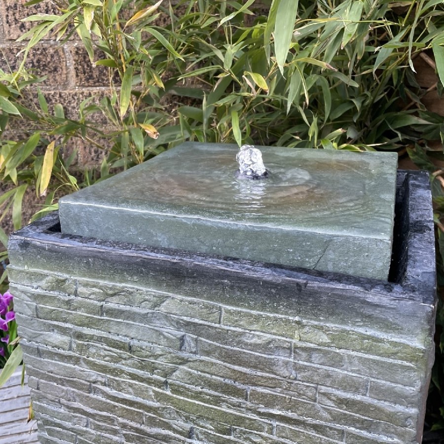 Resin Cube Solar Water Feature - Tranquillity