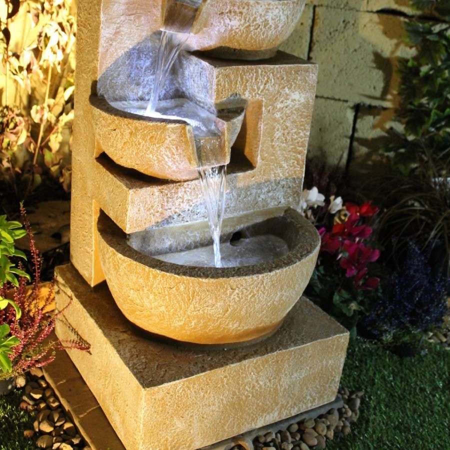 Resin 4 Bowls Solar Water Feature - Tranquillity