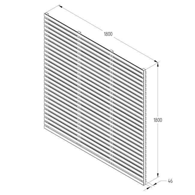 Forest 6 x 6ft Grey Double Slatted Wood Fence Panel - Pack of 4