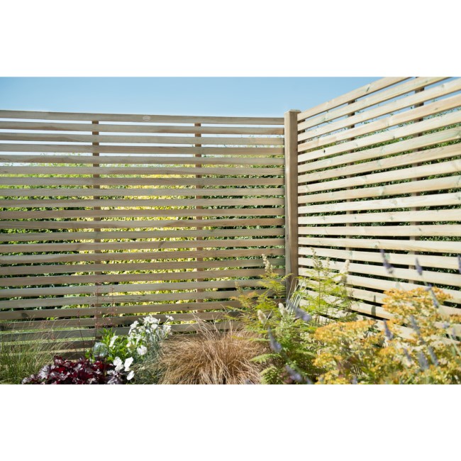 Forest Pressure Treated Contemporary Slatted Fence Panel 6 x 5 ft - Pack of 4