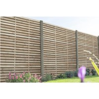 Forest Pressure Treated Contemporary Double Slatted Fence Panel 6 x 6 ft - Pack of 3