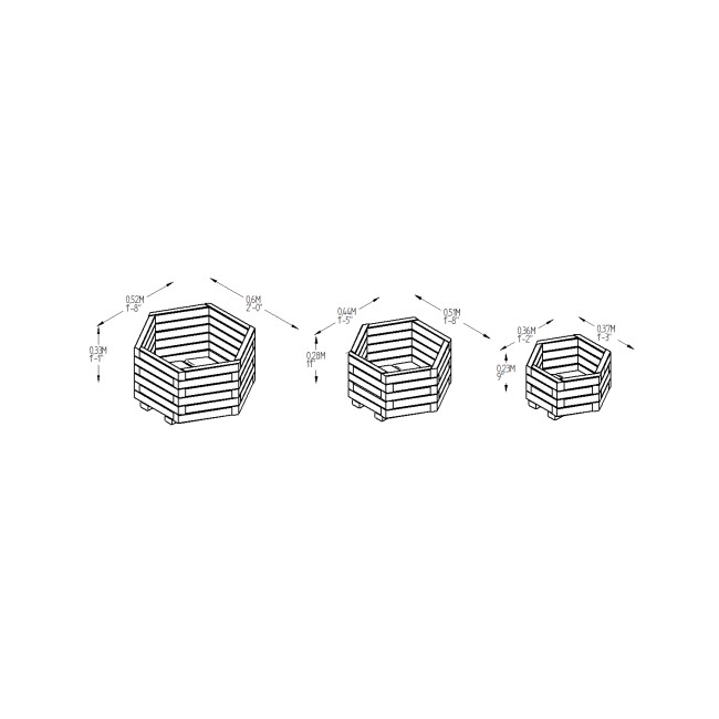 Forest York Hexagonal Planter - Set of 3