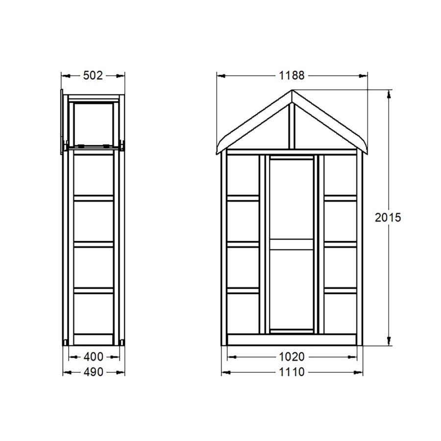 Forest Georgian Tall Wall Greenhouse with Auto Vent 6 x 3ft