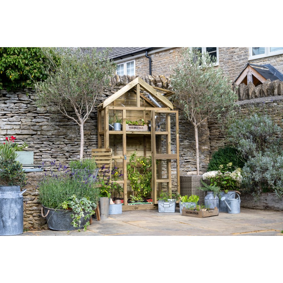 Forest Georgian Tall Wall Greenhouse with Auto Vent 6 x 3ft