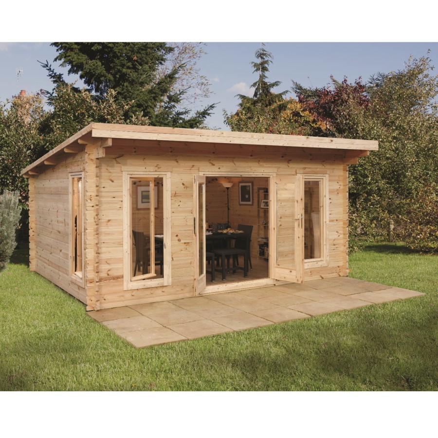 Forest Garden Mendip Double Glazed Pent Log Cabin 5 x 4m Installed