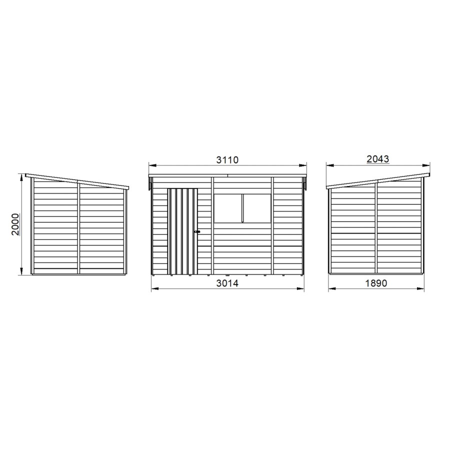 Wooden Garden Shed 10 x 6ft - Forest