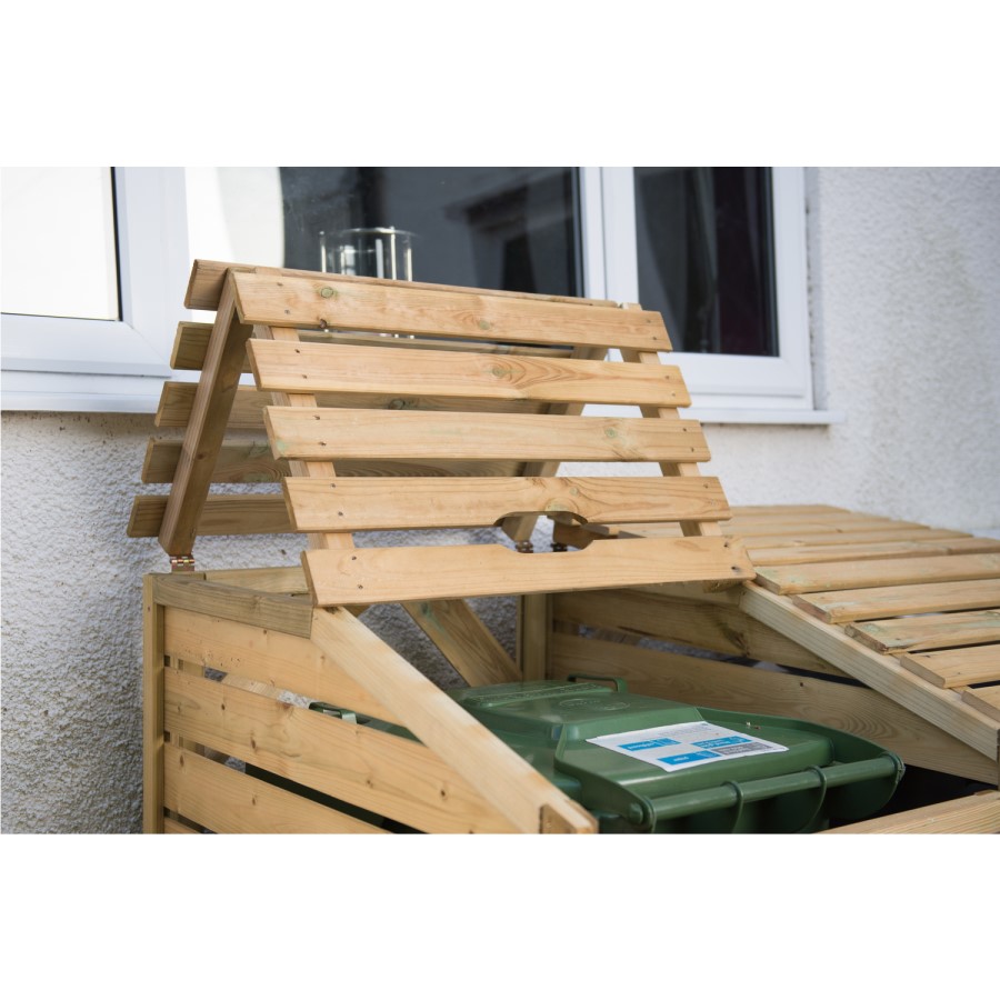 Forest Wooden Double Wheelie Bin Store - 4 x 4ft