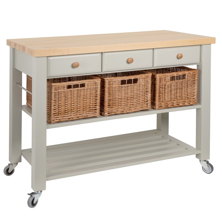 Grey Butchers Block with Storage - Lambourn