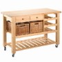 Wooden Kitchen Storage Trolley with Wine Rack - Lambourn