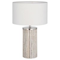 White Wash Wood Column Table Lamp - Haley