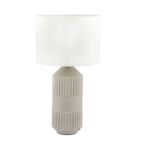 Grey Geo Textured Tall Ceramic Table Lamp - Meribel