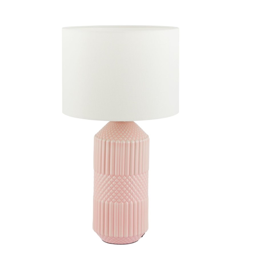 Pink Geo Textured Tall Ceramic Table Lamp - Meribel
