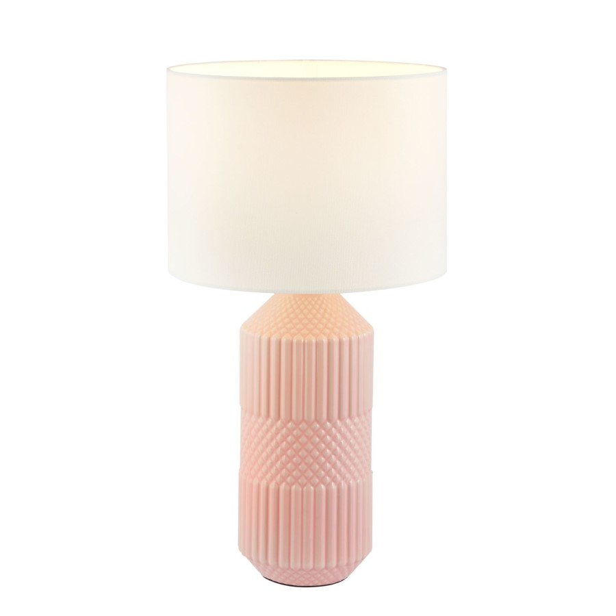 Pink Geo Textured Tall Ceramic Table Lamp - Meribel