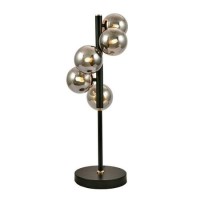 Smoke Glass Ball and Black Metal Table Lamp - Blair