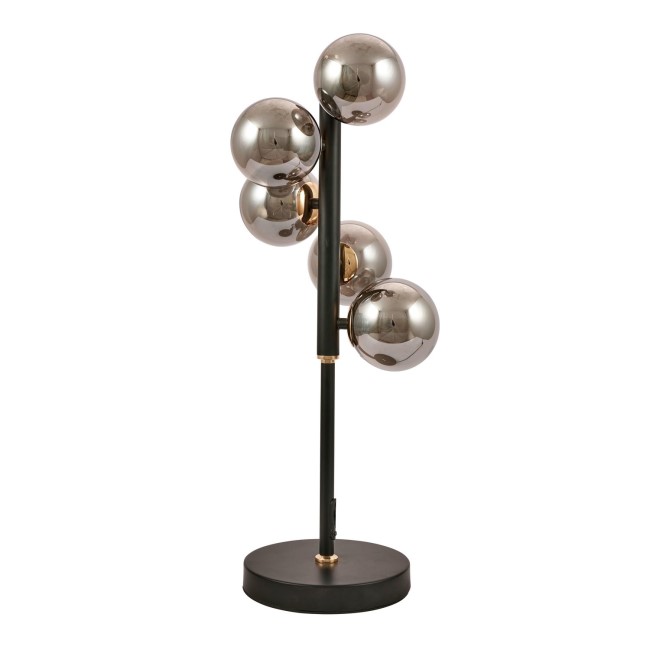 Smoke Glass Ball and Black Metal Table Lamp - Blair