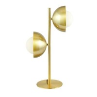 Brushed Brass Metal and White Orb Dome Table Lamp - Estelle