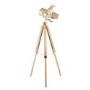 Wooden Tripod Floor Lamp with Gold Detailing - Hereford