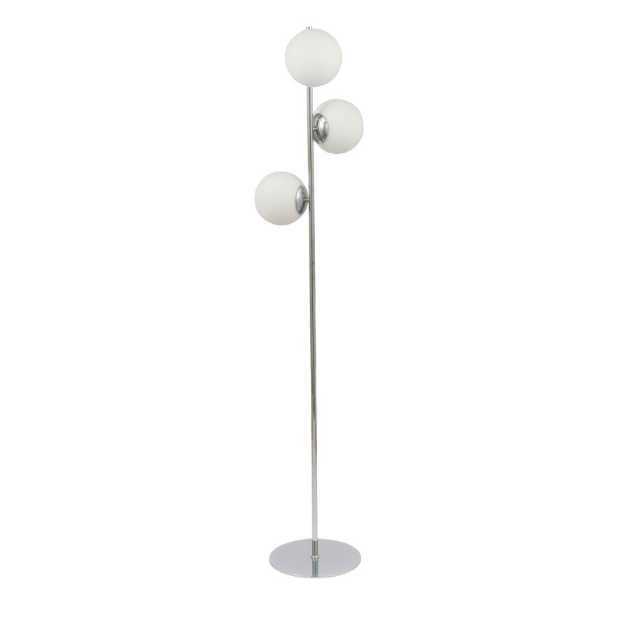 Chrome & White Orb Floor Lamp - Asterope