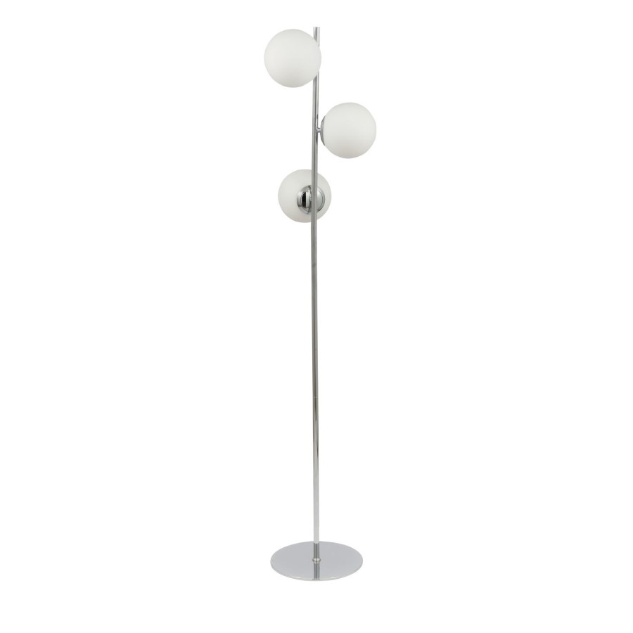 Chrome & White Orb Floor Lamp - Asterope